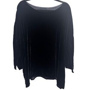 Vintage CP Shades Black Velvet Tunic – 90s Rayon Silk Made in USA Size Medium